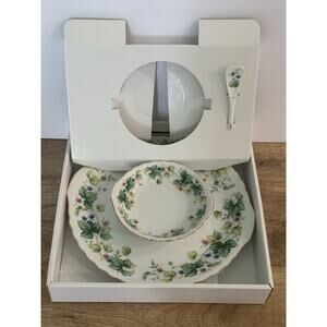 Andrea by Sadek Vineyard 3PC Chip Dip Dessert Fruit Serving Plate Bowl Spoon Set